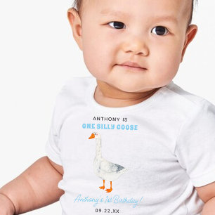 T-shirt Pour Bébé Fête du premier anniversaire de One Silly Goose Bo