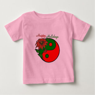 T-shirt Pour Bébé Fête Yin Yang Poinsettia Vert Rouge