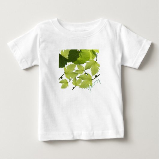T-shirt Pour Bébé Feuilles Vertes de Vigne de Raisin (Devant)