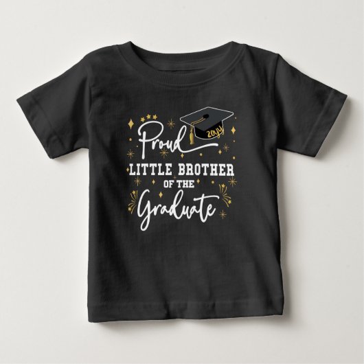 T-shirt Pour Bébé Fier Petit Frère Du Diplômé | Black (Devant)