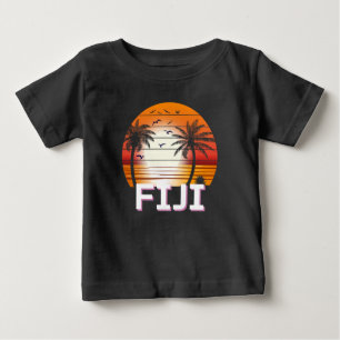T-shirt Pour Bébé Fiji Vintage Palm Trees Summer Beach