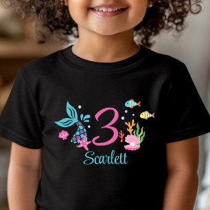 T-shirt Pour Bébé Fille 3e anniversaire Mermaid Tail mer personnalis