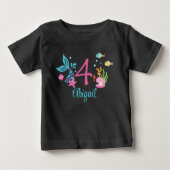 T-shirt Pour Bébé Fille 4e anniversaire Mermaid Tail mer personnalis (Devant)