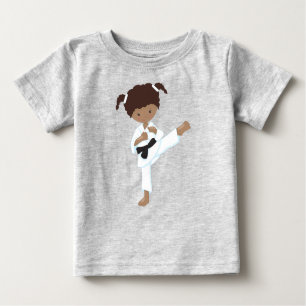T-shirt Pour Bébé Fille afro-américaine, fille de karaté, ceinture n