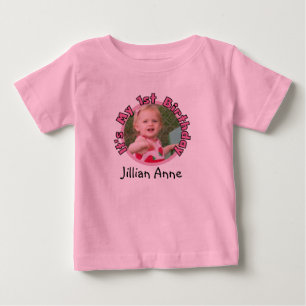 T-shirt Pour Bébé Fille Ajouter photo et nom 1er Anniversaire T-shir