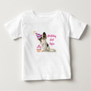 T-shirt pour bébé fille anniversaire avec chien Pa
