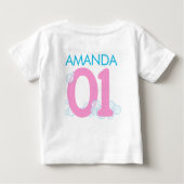 T-shirt Pour Bébé Fille Aquarelle Canard en caoutchouc ONE + Nom sur (Dos)