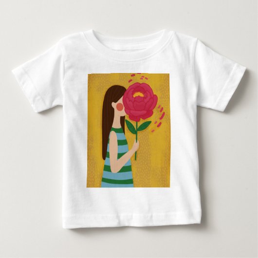 T-shirt Pour Bébé fille aux fleurs (Devant)