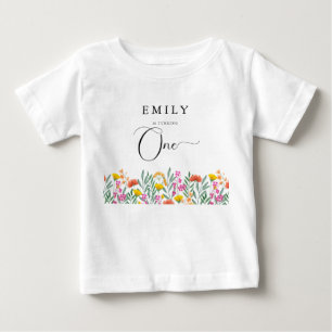T-shirt Pour Bébé Fille aux fleurs sauvages colorés, premier anniver