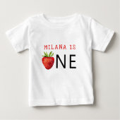 T-shirt Pour Bébé Fille aux fraises premier anniversaire UN (Devant)