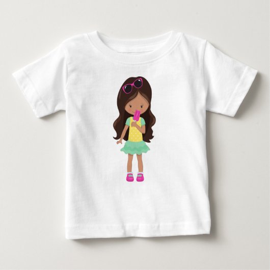 T-shirt Pour Bébé Fille Avec Crème De Glace, Fille Latina, Mignonne  (Devant)