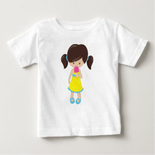 T-shirt Pour Bébé Fille Avec Crème De Glace, Mignonne Fille, Cheveux