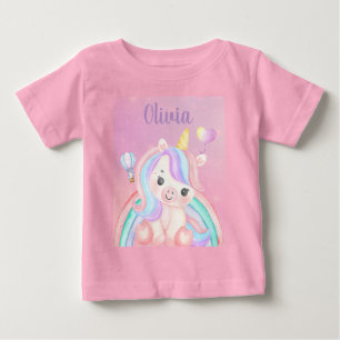T-shirt pour bébé fille avec licorne pour annivers