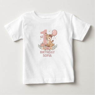 T-Shirt pour bébé fille avec motif de cerf floral