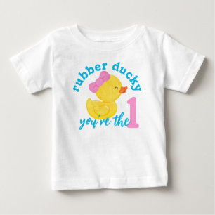 T-shirt Pour Bébé Fille Canard en Caoutchouc Tu es la première pour 