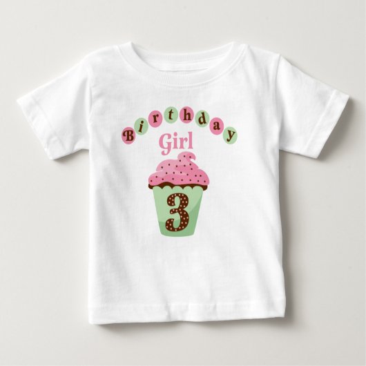 T-shirt Pour Bébé Fille d'anniversaire 3 ans (Devant)