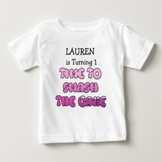 T-shirt Pour Bébé Fille d'anniversaire, nom et âge, Chemise de gâtea (Devant)