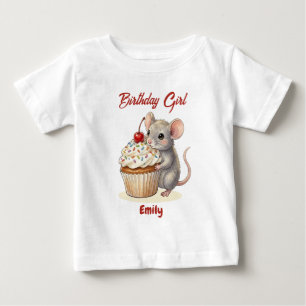 T-shirt Pour Bébé Fille d'anniversaire personnalisée Souris mignon