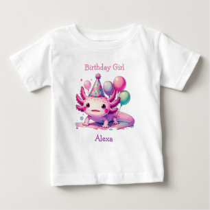 T-shirt Pour Bébé Fille d'anniversaire personnalisée   Thème Axolotl