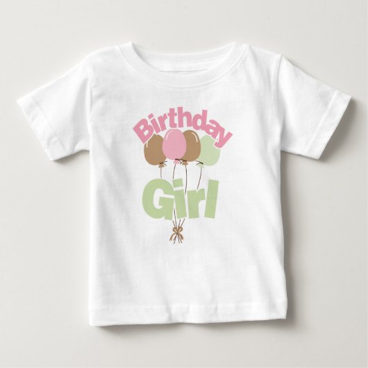T-shirt Pour Bébé Fille D'Anniversaire Rose Et Vert (Devant)
