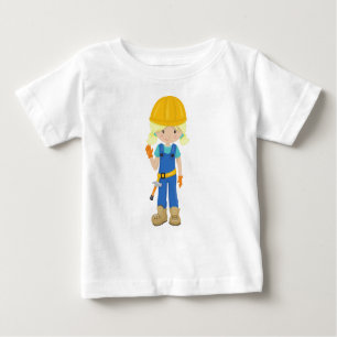 T-shirt Pour Bébé Fille de construction, Cheveux blonde, Fille migno