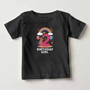 T-shirt Pour Bébé Fille de deux ans anniversaire Mignonne 2ème anniv
