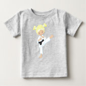 T-shirt Pour Bébé Fille de karaté, Jolie Fille, Cheveux Blonds, Cein (Devant)