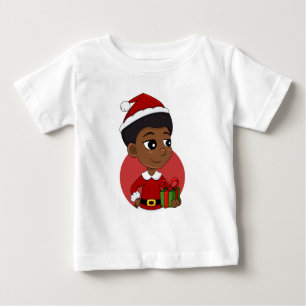 T-shirt Pour Bébé Fille de Noël avec un dessin animé afro