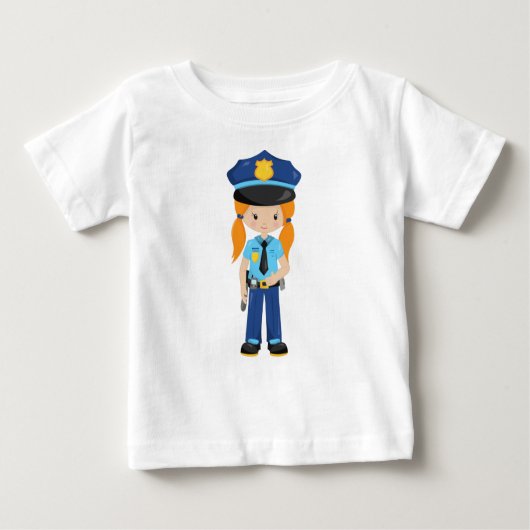 T-shirt Pour Bébé Fille de police, agent de police, flic, cheveux or (Devant)