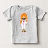 T-shirt Pour Bébé Fille de science, Scientifique, Jolie Fille, Cheve (Devant)