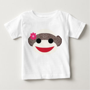 T-shirt Pour Bébé Fille de Singe Rose Sock