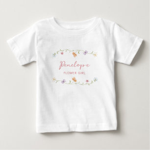 T-shirt Pour Bébé Fille d'honneur personnalisée Fleurs aquarelles Ma