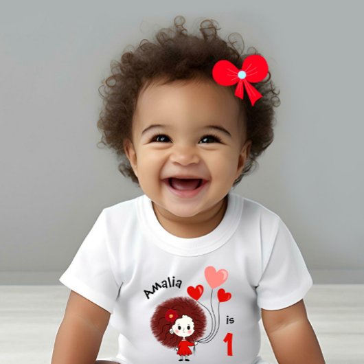 T-shirt Pour Bébé Fille drôle avec ballons de coeurs