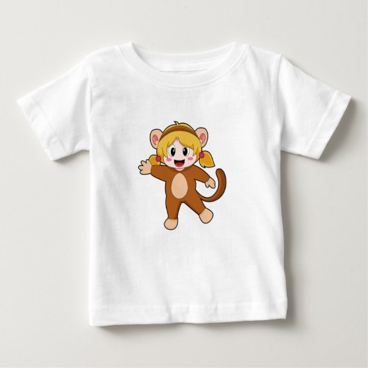 T-shirt Pour Bébé Fille en costume de singe (Devant)