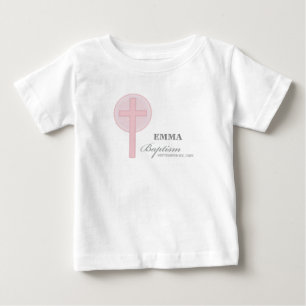 T-shirt Pour Bébé Fille en dentelle rose Baptême Personnalisé