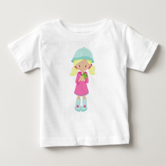 T-shirt Pour Bébé Fille en imperméable, bottes, grenouille, cheveux (Devant)