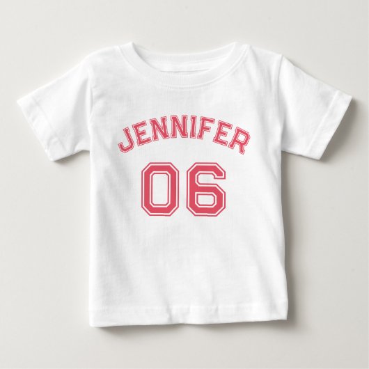 T-shirt Pour Bébé Fille enfant rose Nom Jersey Numéro Sport Coton (Devant)