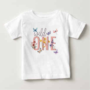 T-shirt Pour Bébé Fille Florale Anniversaire   Sauvage & Merveilleux