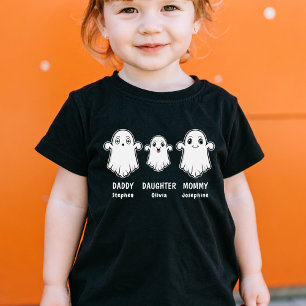T-shirt Pour Bébé Fille Maman Et Papa 3 Personnes Fantôme Famille