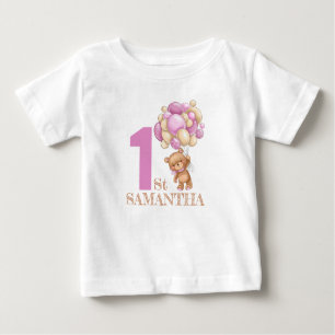 T-shirt Pour Bébé FILLE On peut attendre 1er Teddy Bear
