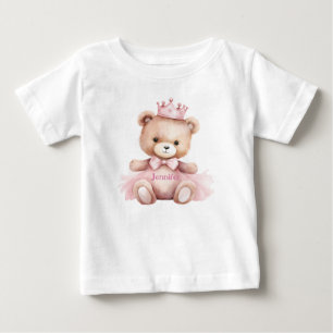 T-shirt Pour Bébé Fille Ourson Aquarelle 1er Anniversaire