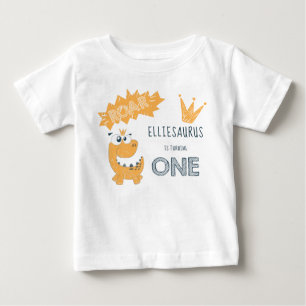 T-shirt Pour Bébé Fille premier anniversaire dinosaure rugissant
