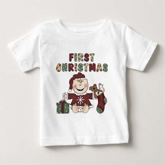 T-shirt Pour Bébé Fille première fêtes de Noël (Devant)