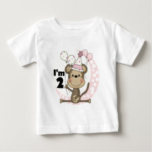T-shirt Pour Bébé Fille singe en Casquette de fête 2e anniversaire