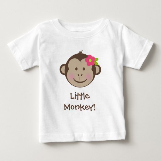 T-shirt Pour Bébé Fille singe visage avec chemise à fleurs (Devant)