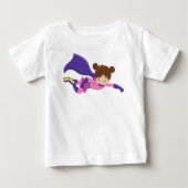 T-shirt Pour Bébé Fille super-héroïne, Cheveux bruns, Cape violette, (Devant)