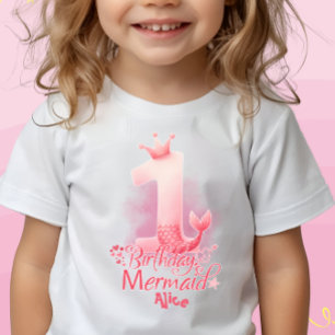 T-shirt Pour Bébé Fille Thème Sirène 1er Anniversaire Personnalisé