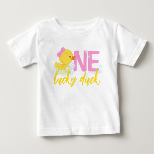 T-shirt Pour Bébé Fille une canard aquarelle chanceux 1er anniversai (Devant)