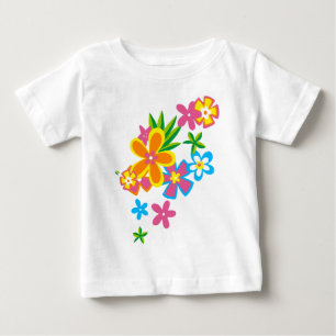 T-shirt Pour Bébé Filles aux fleurs hawaïennes célestes Hula