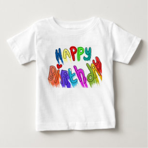 T-shirt Pour Bébé Filles d'anniversaire joyeux avec peinture qui gou